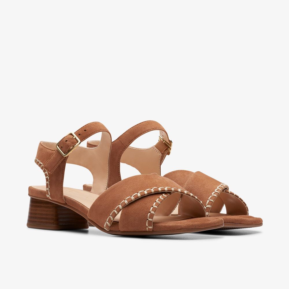 Tan Suede Clarks Serina 35 Cross Women Sandals | 2671PKCUX