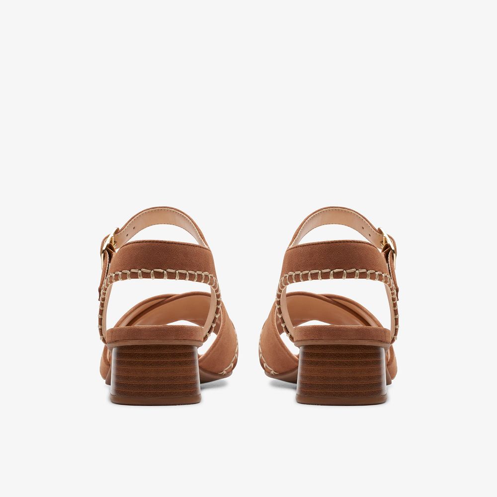 Tan Suede Clarks Serina 35 Cross Women Sandals | 2671PKCUX