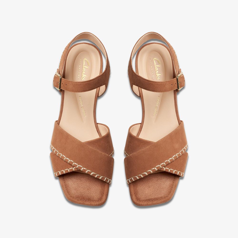 Tan Suede Clarks Serina 35 Cross Women Sandals | 2671PKCUX