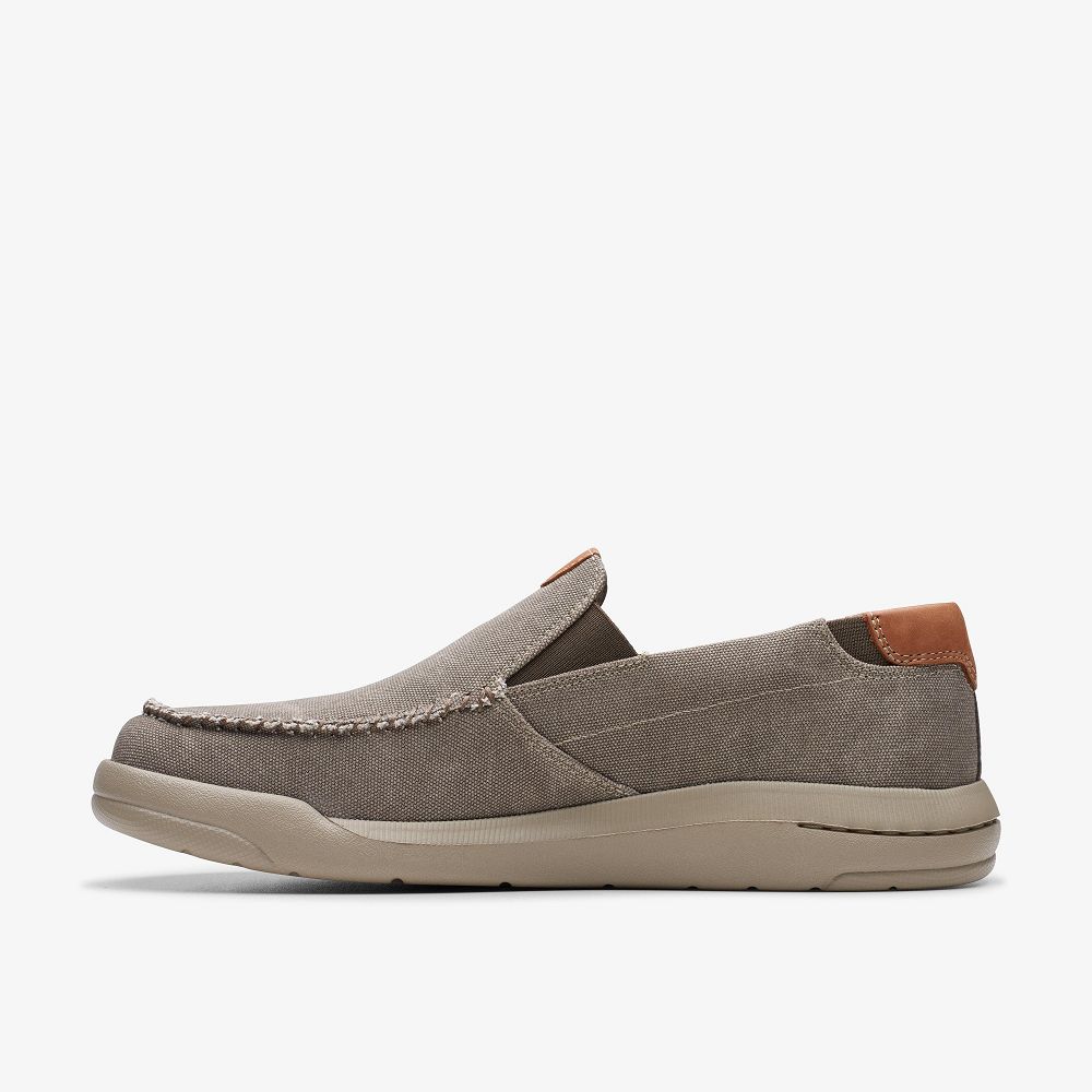 Taupe Canvas Clarks Driftlite Step Men Boat Shoes | 5406CIVRA