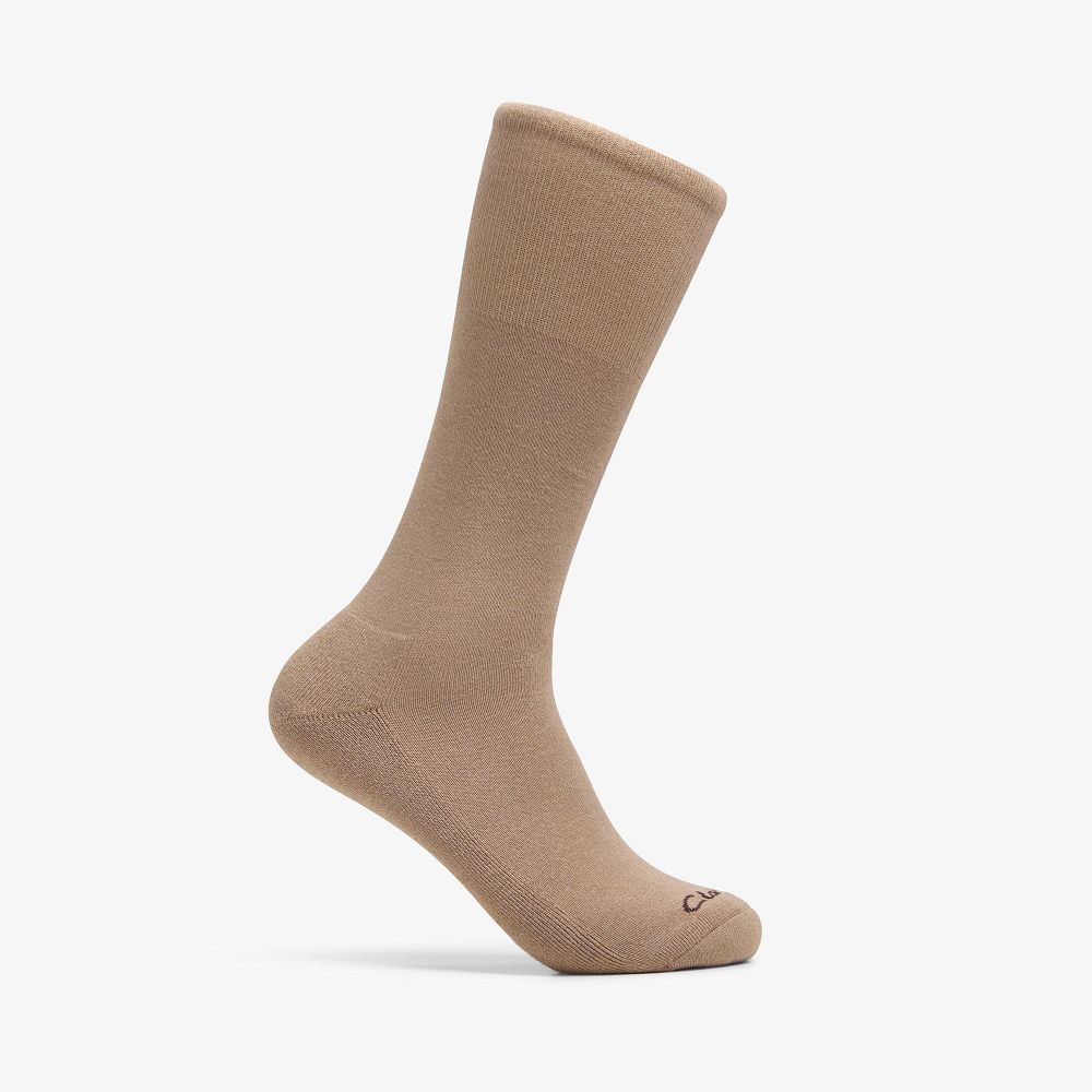 Taupe Clarks Solid Crew Men Socks | 6084EKVLR