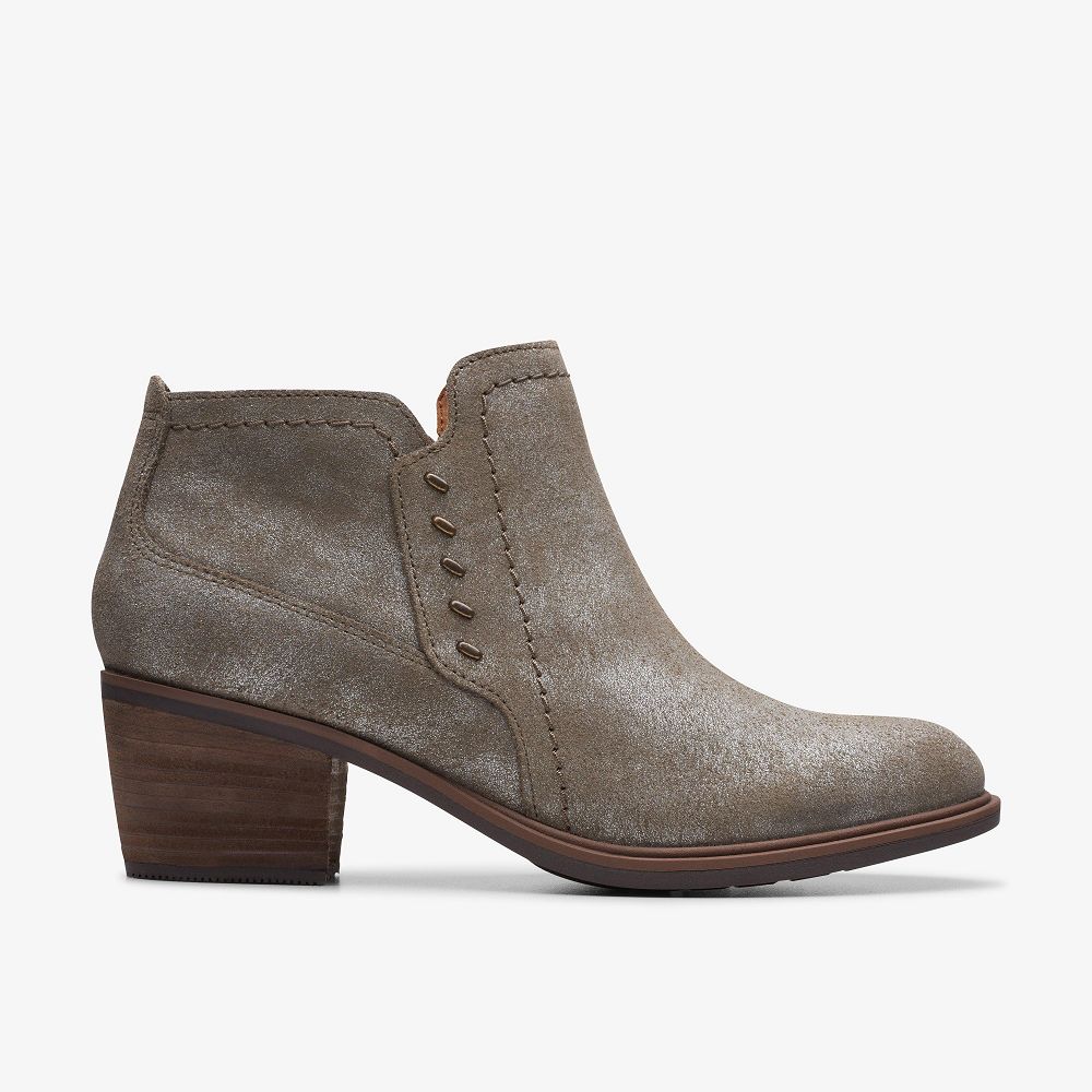 Taupe Metallic Clarks Neva Lo Women Boots | 8012EQTCA