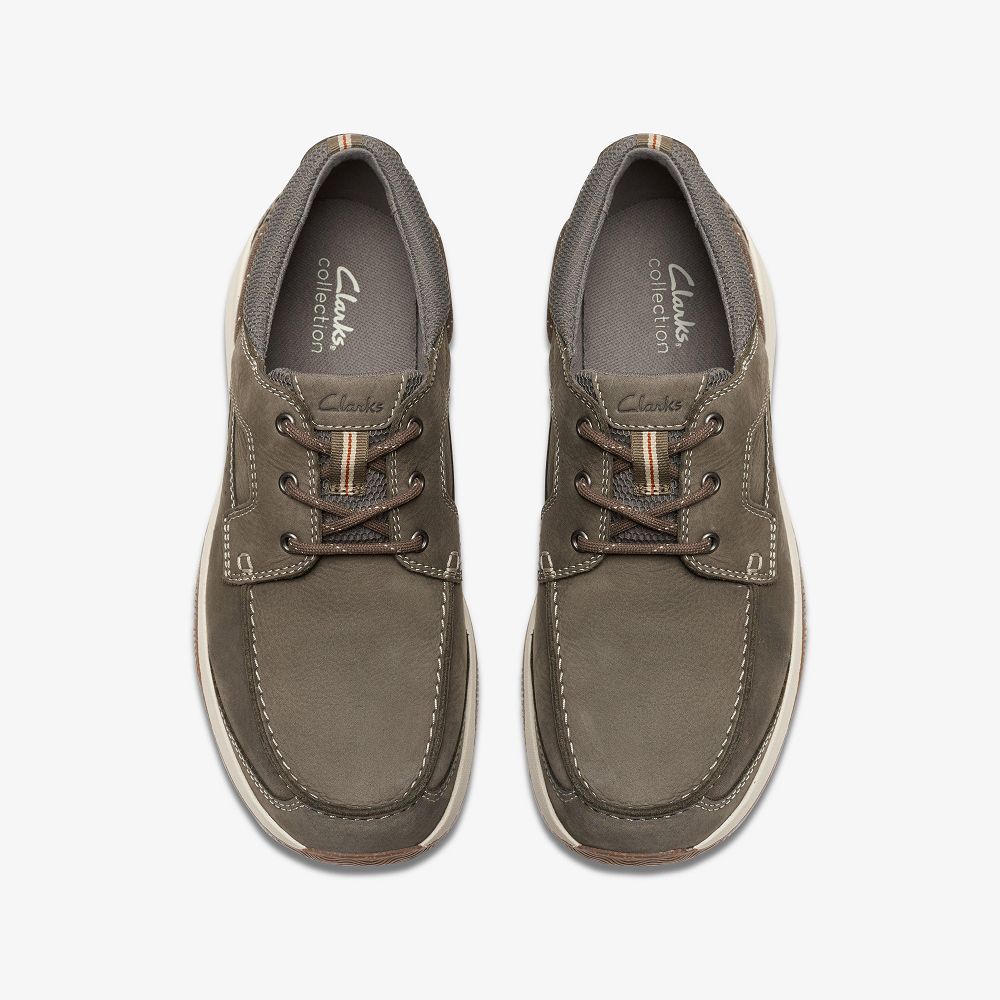 Taupe Nubuck Clarks Sailview Lace Men Boat Shoes | 4392FHYGD