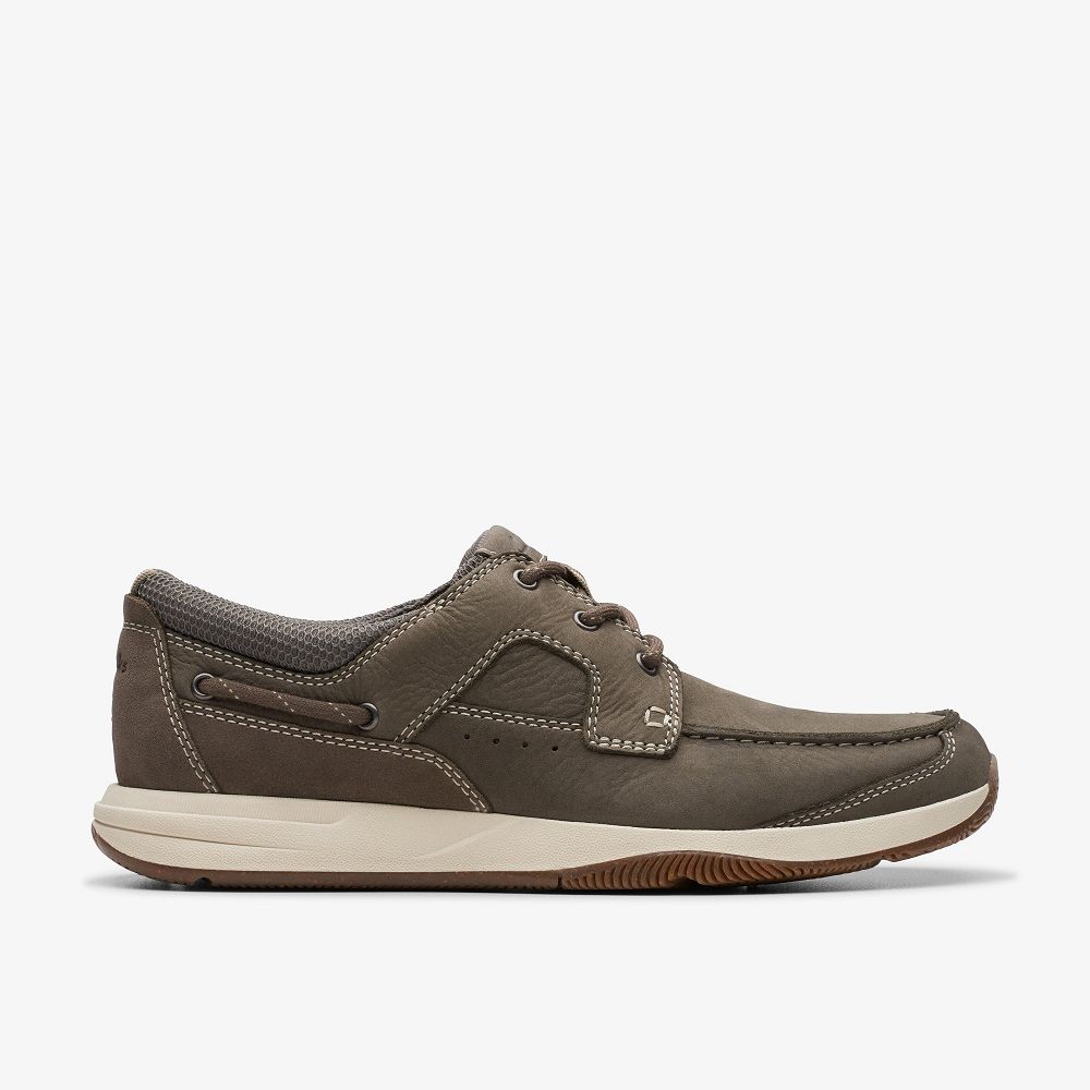 Taupe Nubuck Clarks Sailview Lace Men Boat Shoes | 4392FHYGD