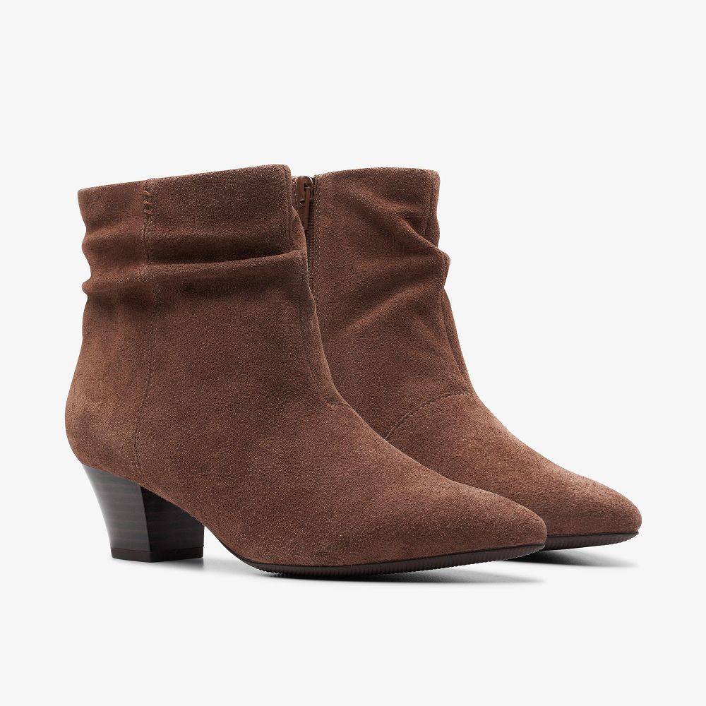 Taupe Suede Clarks Teresa Skip Women Boots | 7269FSJKT