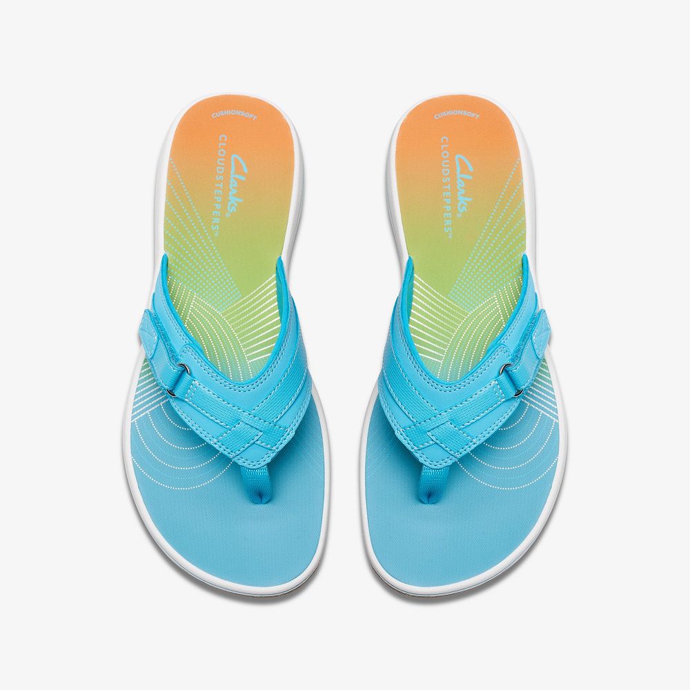 Turquoise Ombre Clarks BREEZE SEA Women Sandals | 7492WEVRK