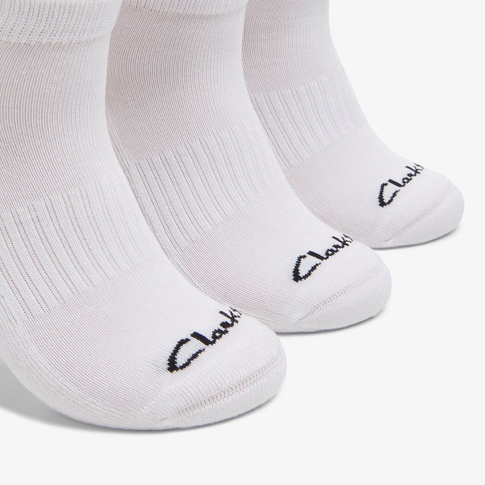 White Clarks 3 Pack Athletic Men Socks | 4519XBYCT