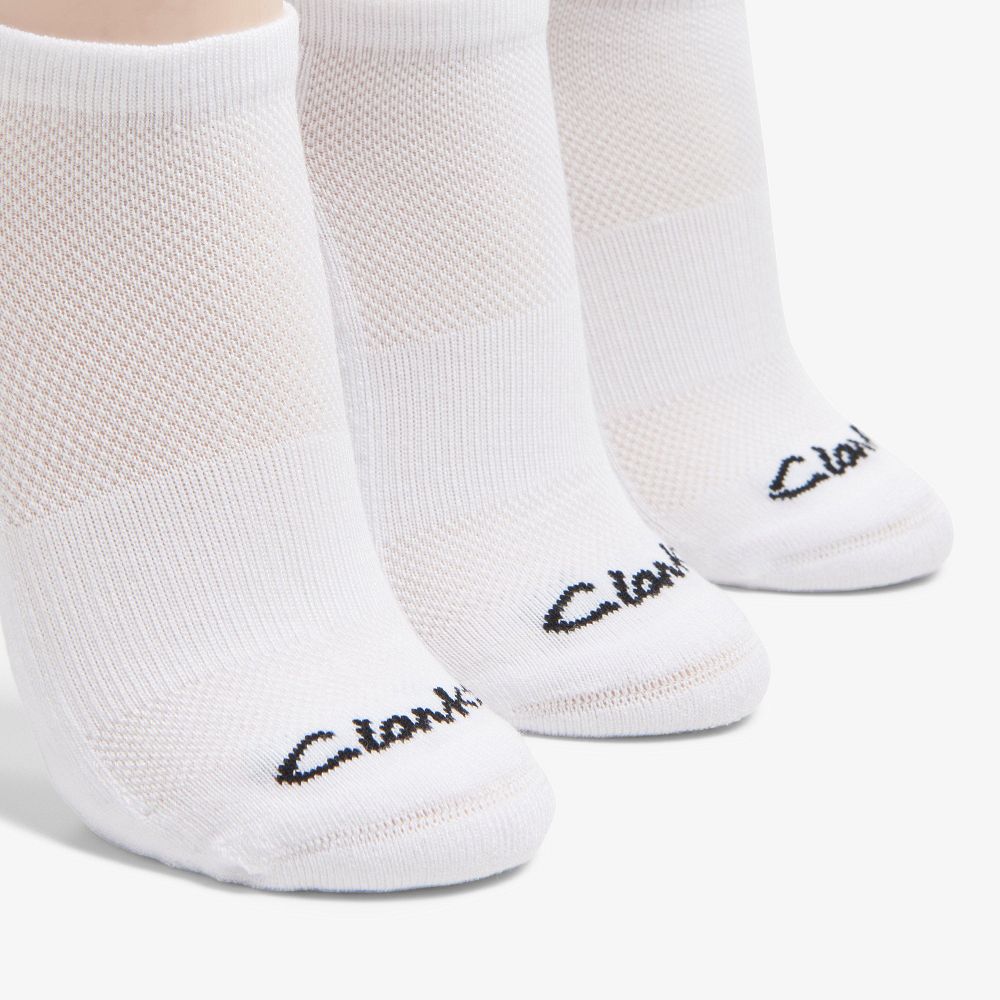 White Clarks 3 Pack Solid Athletic Women Socks | 4508IKFWC