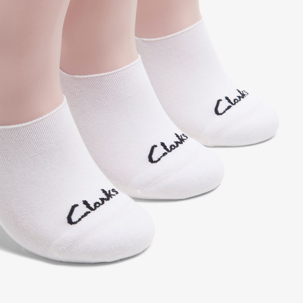 White Clarks 3 pack Solid Liner Men Socks | 8071FOGWC