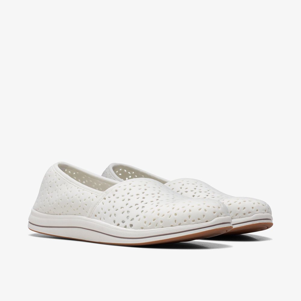 White Clarks Breeze Emily Women Slip-Ons | 4982JNIDW