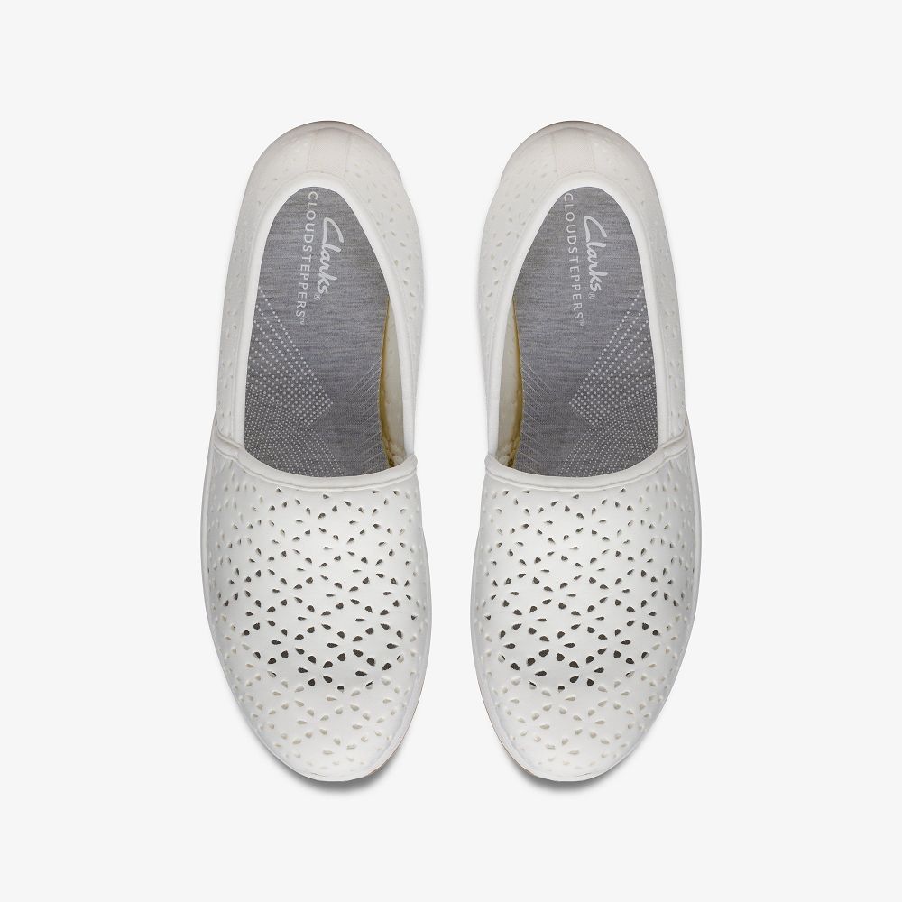 White Clarks Breeze Emily Women Slip-Ons | 4982JNIDW