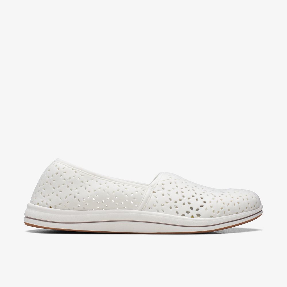 White Clarks Breeze Emily Women Slip-Ons | 4982JNIDW