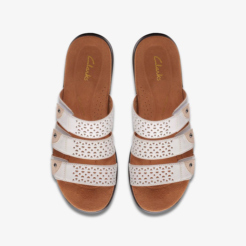 White Clarks Kitly Walk Women Sandals | 2503TODYS