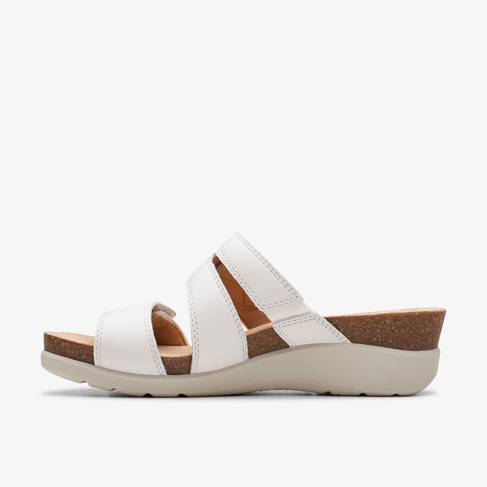 White Leather Clarks Calenne Maye Women Sandals | 9418JQURG