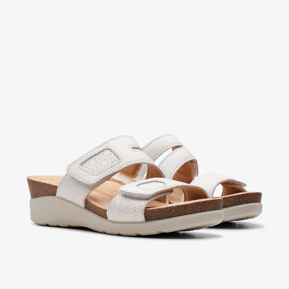 White Leather Clarks Calenne Maye Women Sandals | 9418JQURG