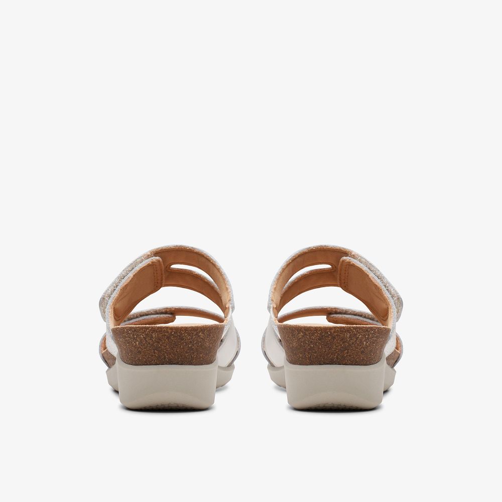 White Leather Clarks Calenne Maye Women Sandals | 9418JQURG