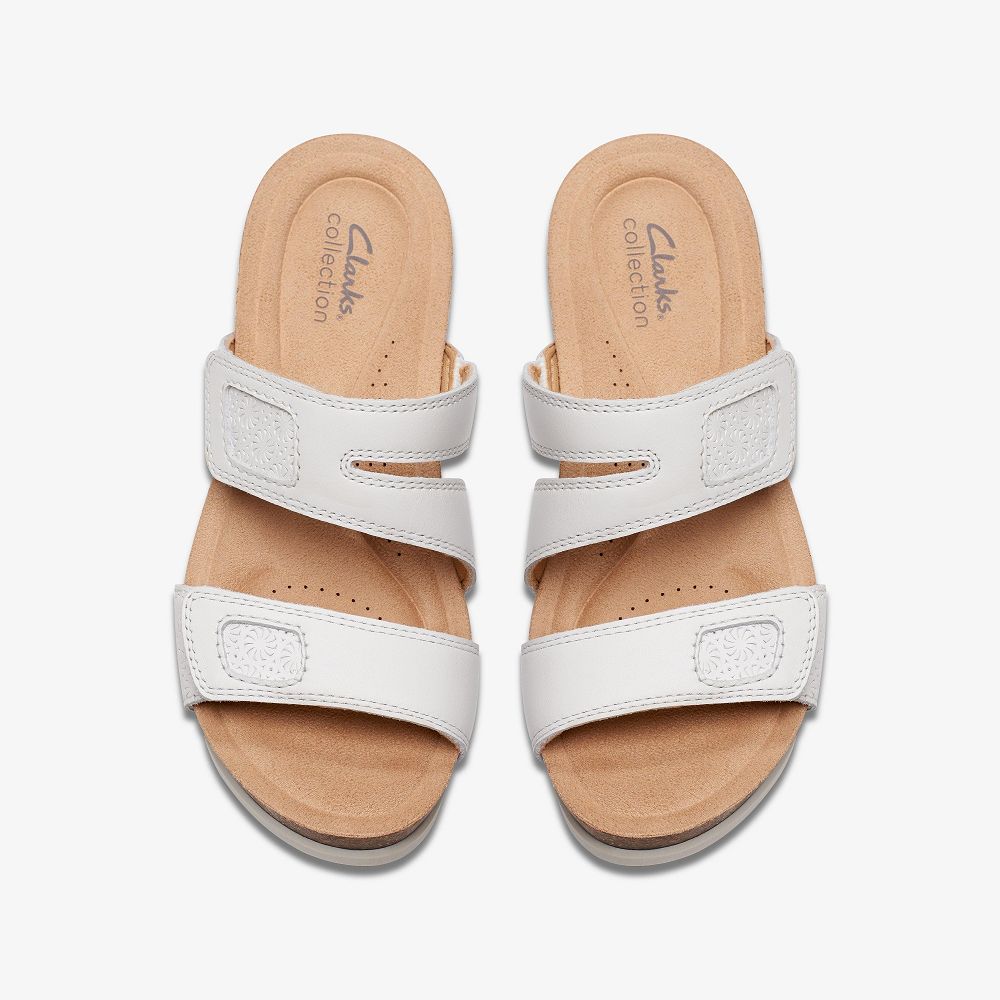 White Leather Clarks Calenne Maye Women Sandals | 9418JQURG