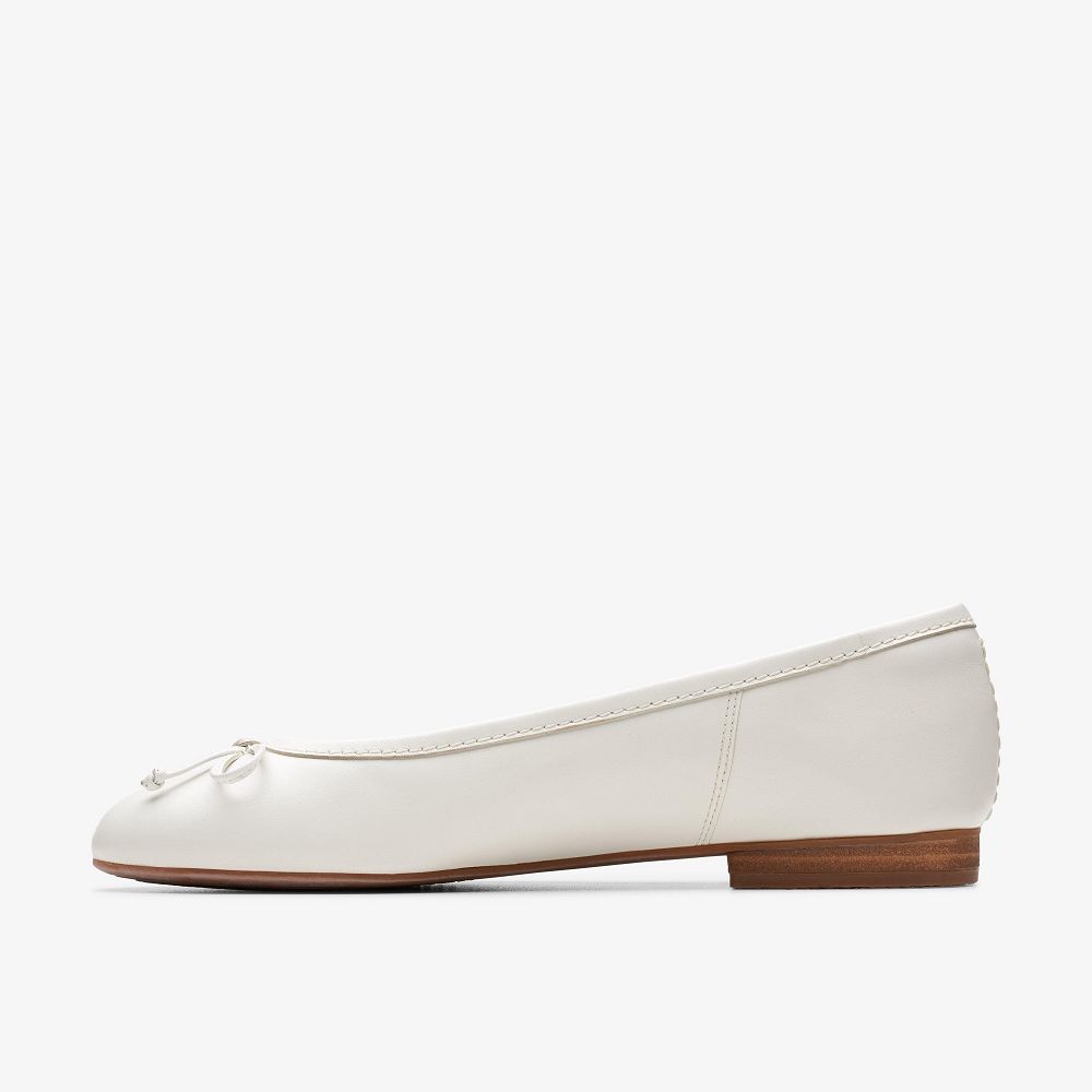 White Leather Clarks Fawna Lily Women Ballet Flats | 4951QWVXF