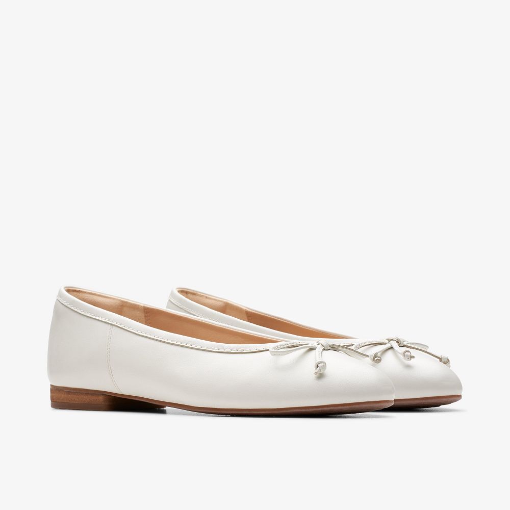 White Leather Clarks Fawna Lily Women Ballet Flats | 4951QWVXF