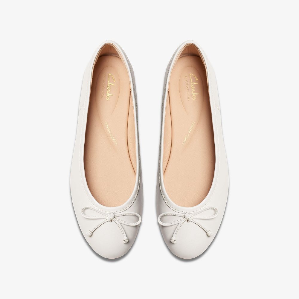 White Leather Clarks Fawna Lily Women Ballet Flats | 4951QWVXF