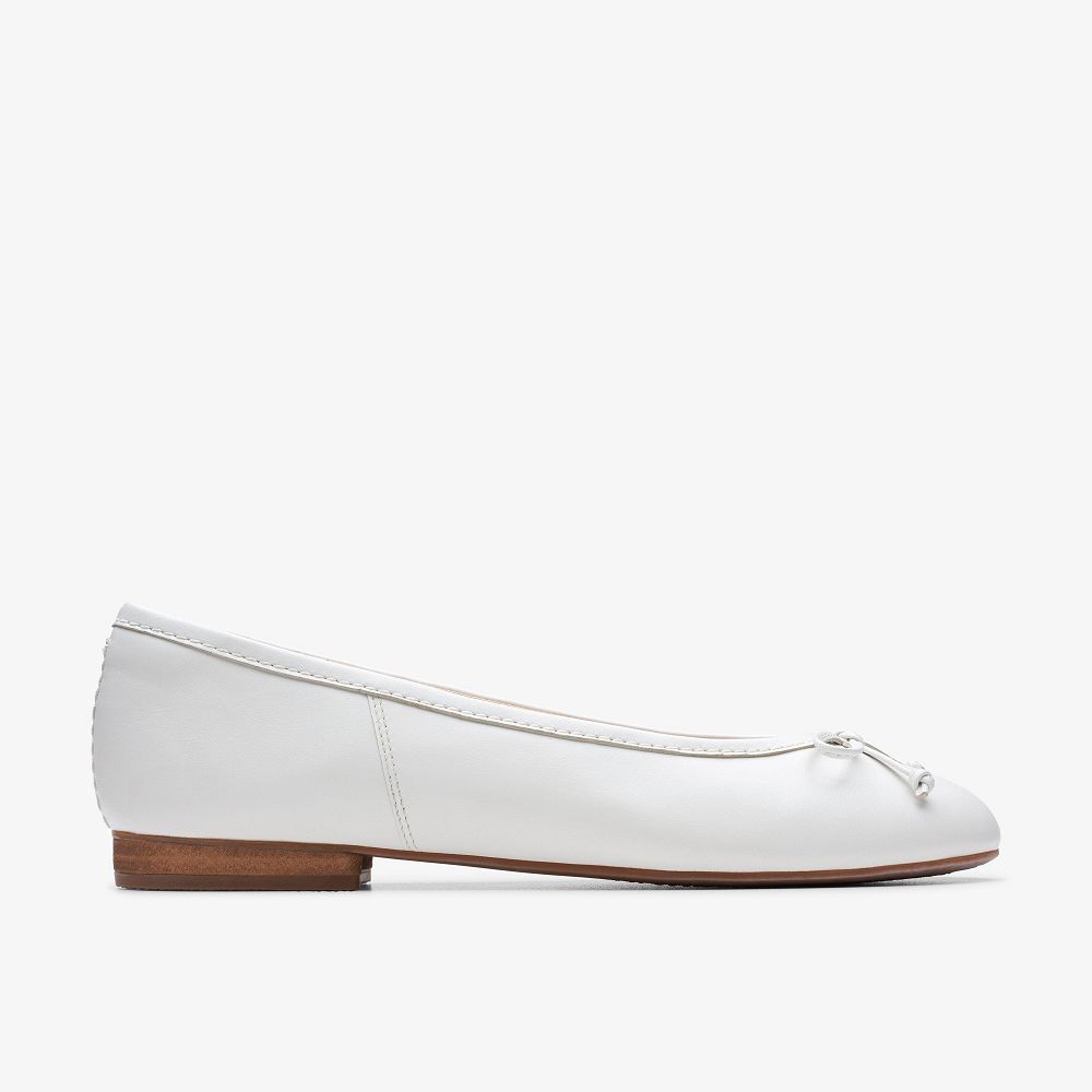 White Leather Clarks Fawna Lily Women Ballet Flats | 4951QWVXF