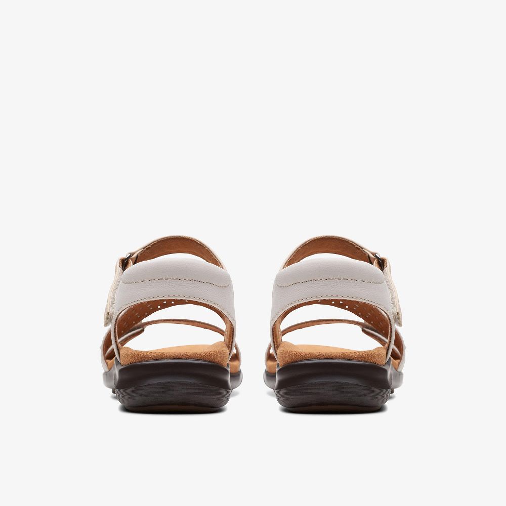 White Leather Clarks Kitly Way Women Sandals | 0563YUZJH