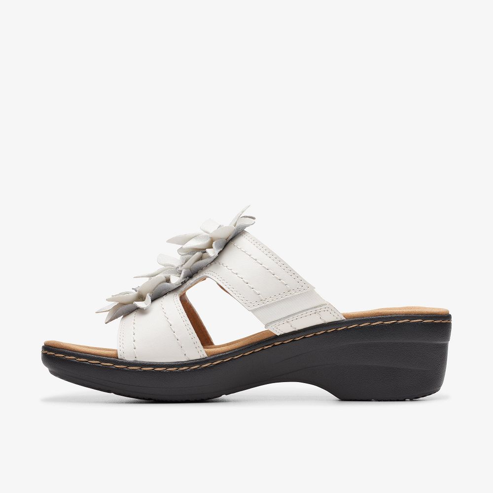 White Leather Clarks Merliah Raelyn Women Sandals | 3042DKVFC