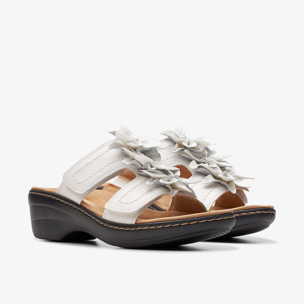 White Leather Clarks Merliah Raelyn Women Sandals | 3042DKVFC