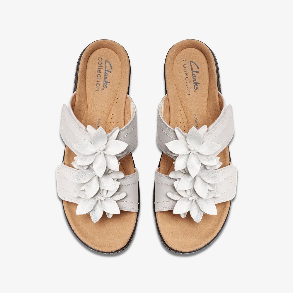 White Leather Clarks Merliah Raelyn Women Sandals | 3042DKVFC