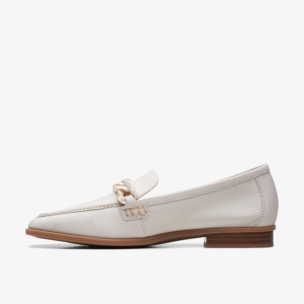 White Leather Clarks Sarafyna Iris Women Loafers | 8410MEIRG