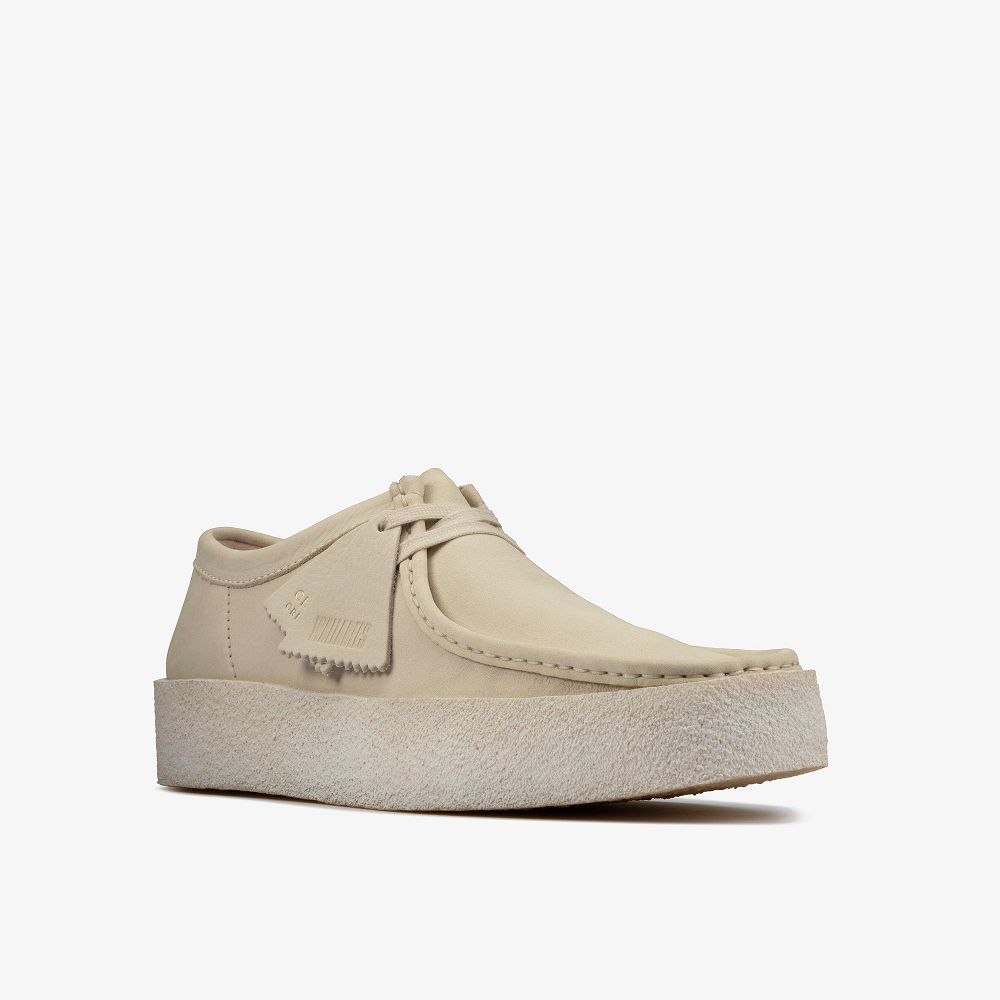 White Nubuck Clarks Wallabee Cup Men Loafers | 4102OLWNJ