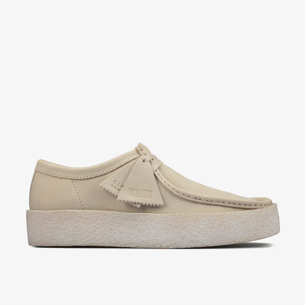 White Nubuck Clarks Wallabee Cup Men Loafers | 4102OLWNJ