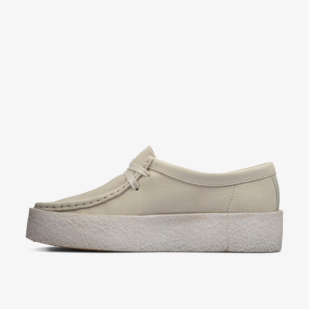 White Nubuck Clarks Wallabee Cup Women Loafers | 9765FVBYP