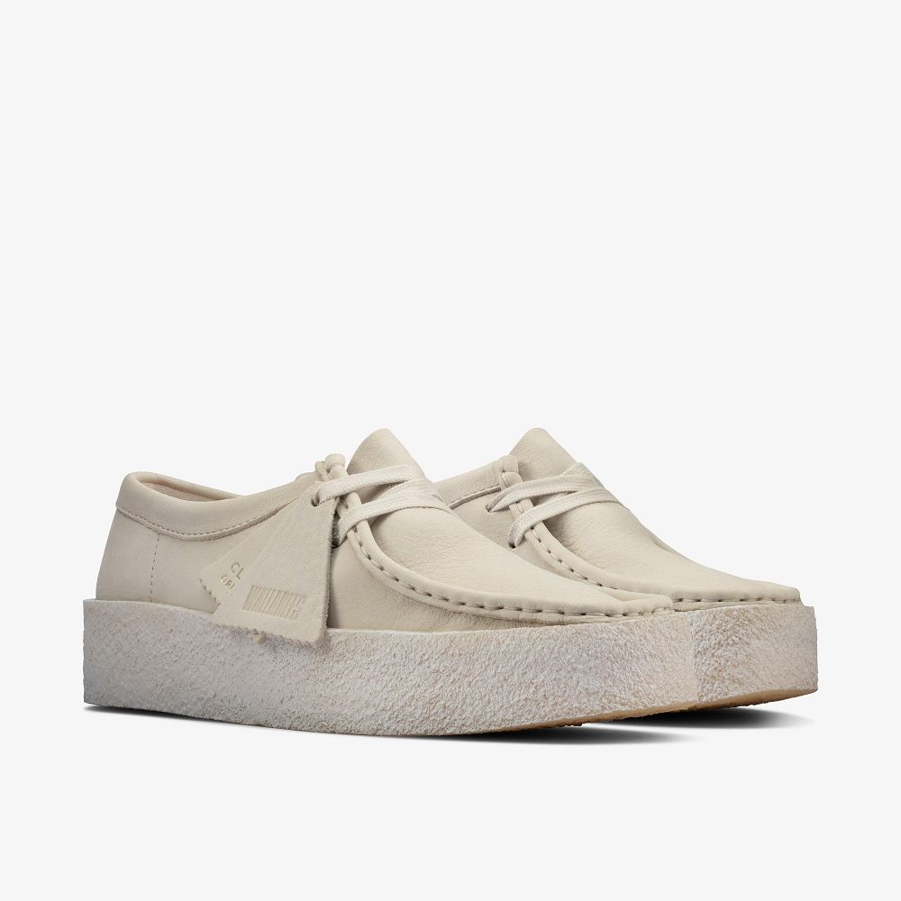 White Nubuck Clarks Wallabee Cup Women Loafers | 9765FVBYP