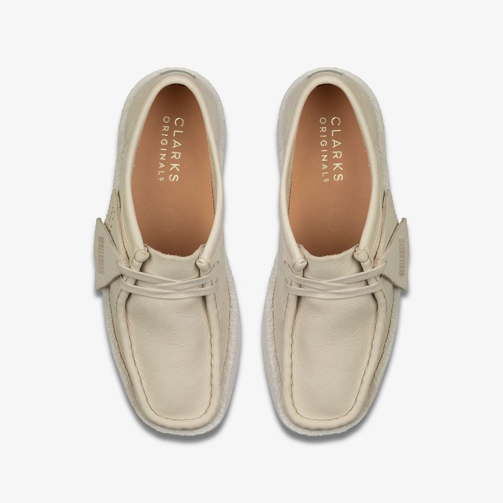 White Nubuck Clarks Wallabee Cup Women Loafers | 9765FVBYP