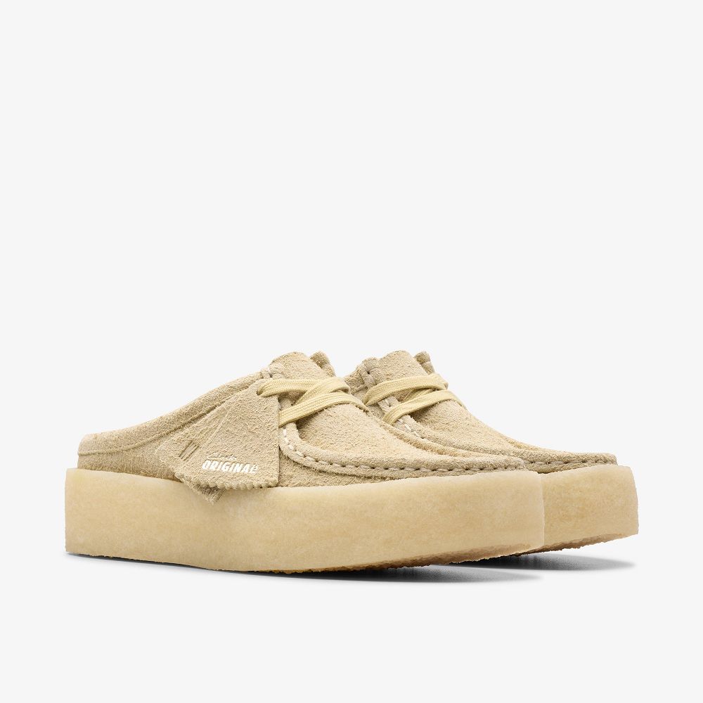 Yellow Clarks Wallabee Cup Lo Women Mules | 2560VGZUM