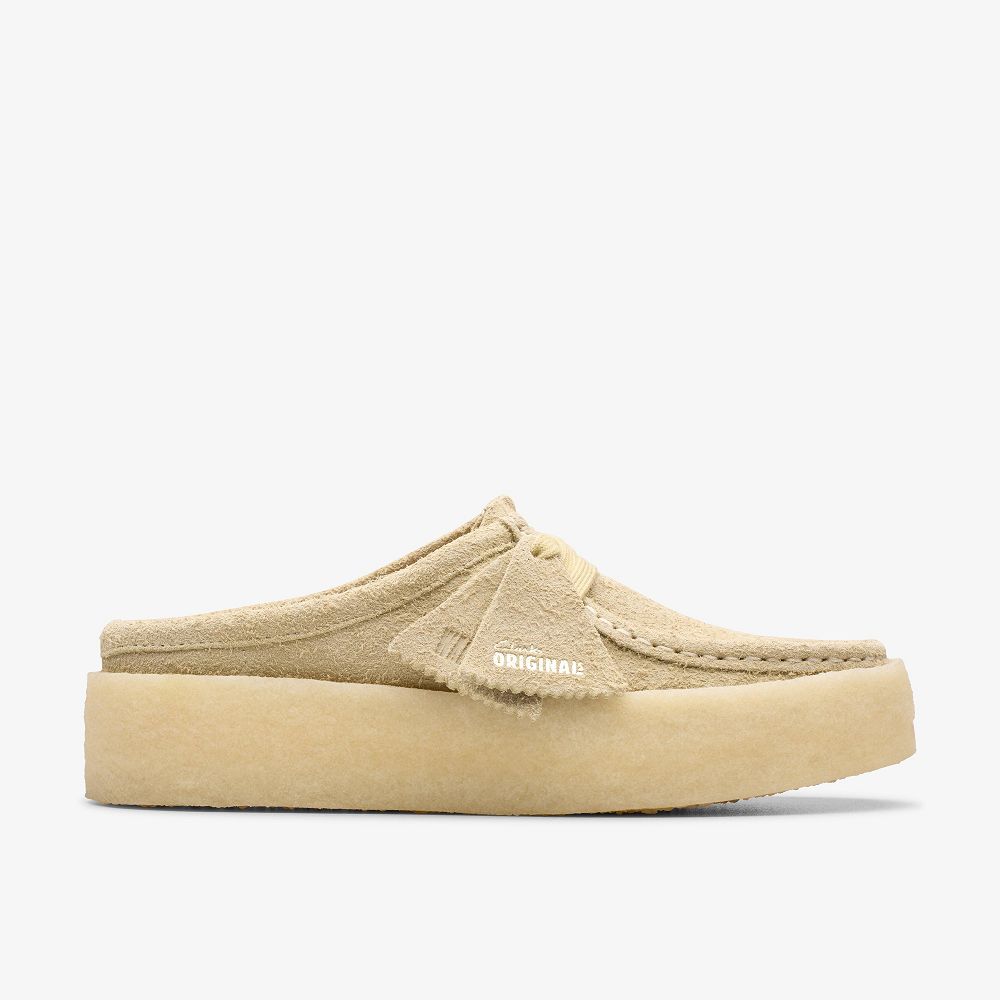 Yellow Clarks Wallabee Cup Lo Women Mules | 2560VGZUM