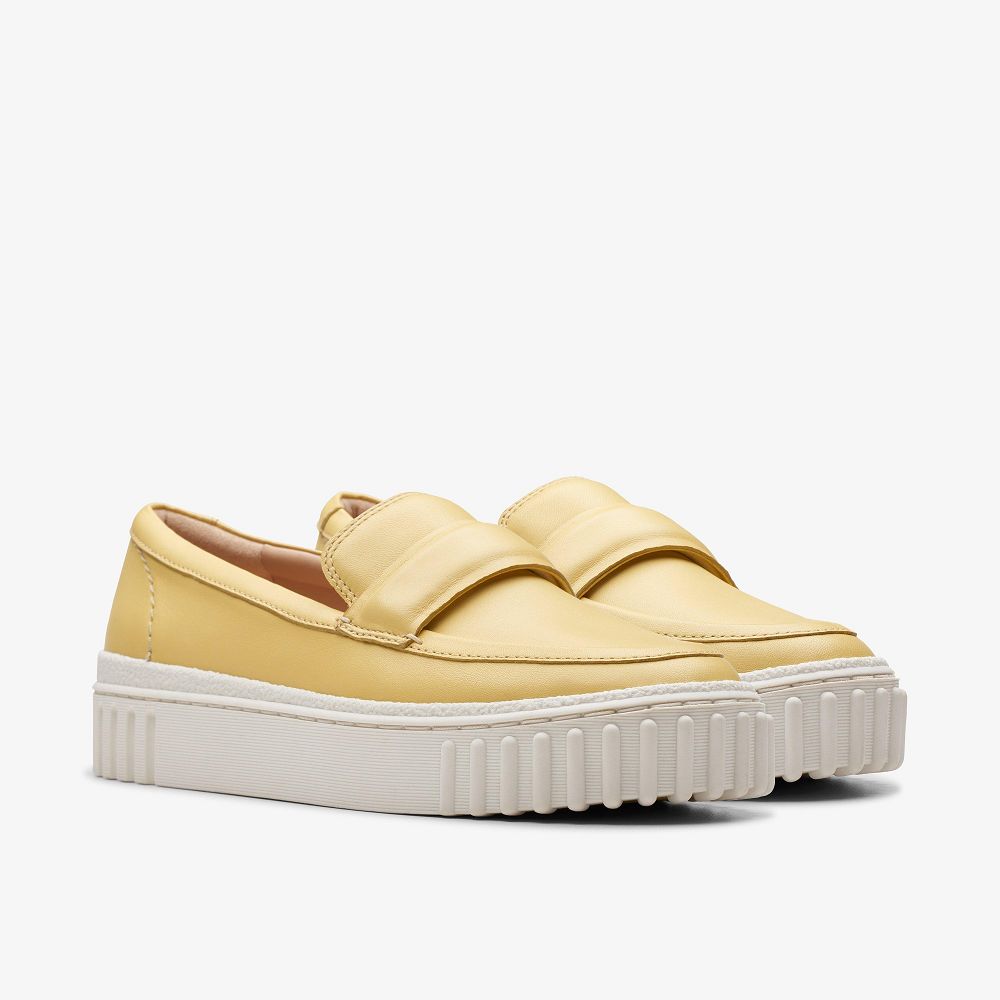 Yellow Leather Clarks Mayhill Cove Women Loafers | 9046VHXMQ